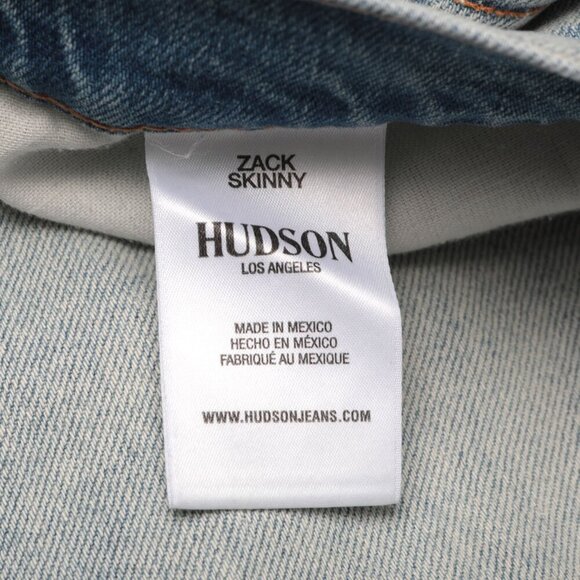 HUDSON Mens Zach Skinny Moto Jeans Stretch Light Wash Paci Casual sz 42 NEW - Picture 7 of 10